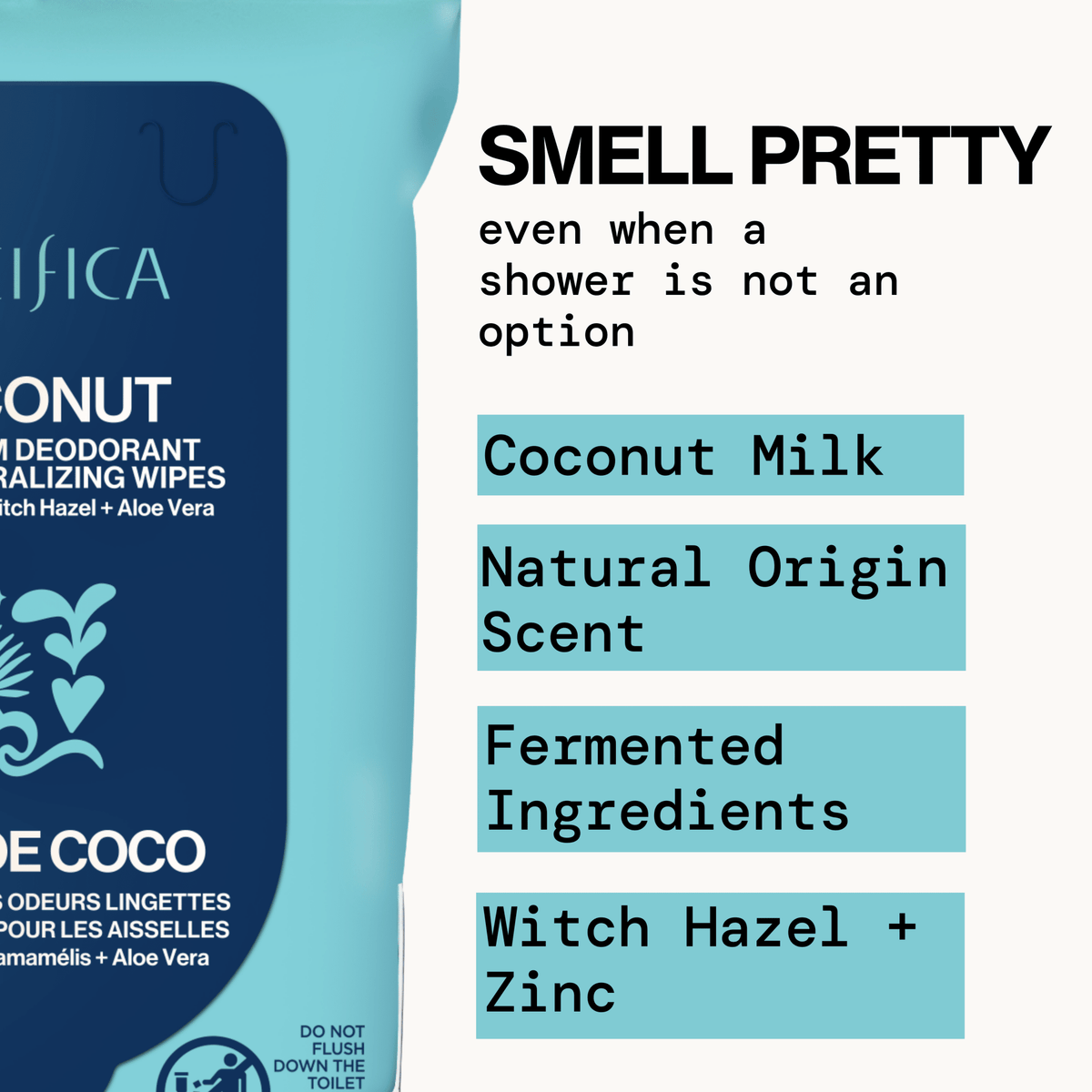 Coconut Milk & Essential Oils Underarm Deodorant Wipes